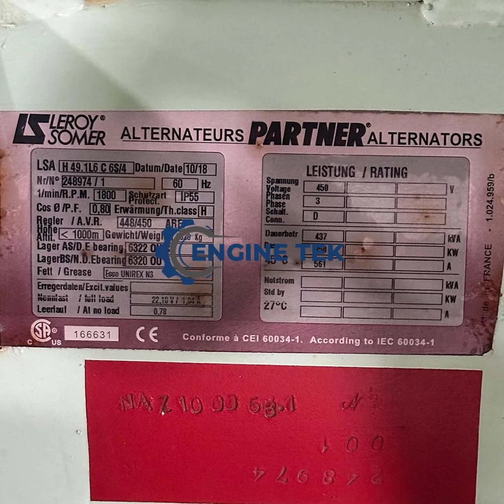 Leroy Somer H49.1L6 C 6S/4 – 2018 MFD Alternator