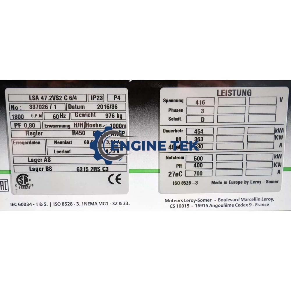 Leroy somer LSA 47.2VS2 C6/4 Alternator